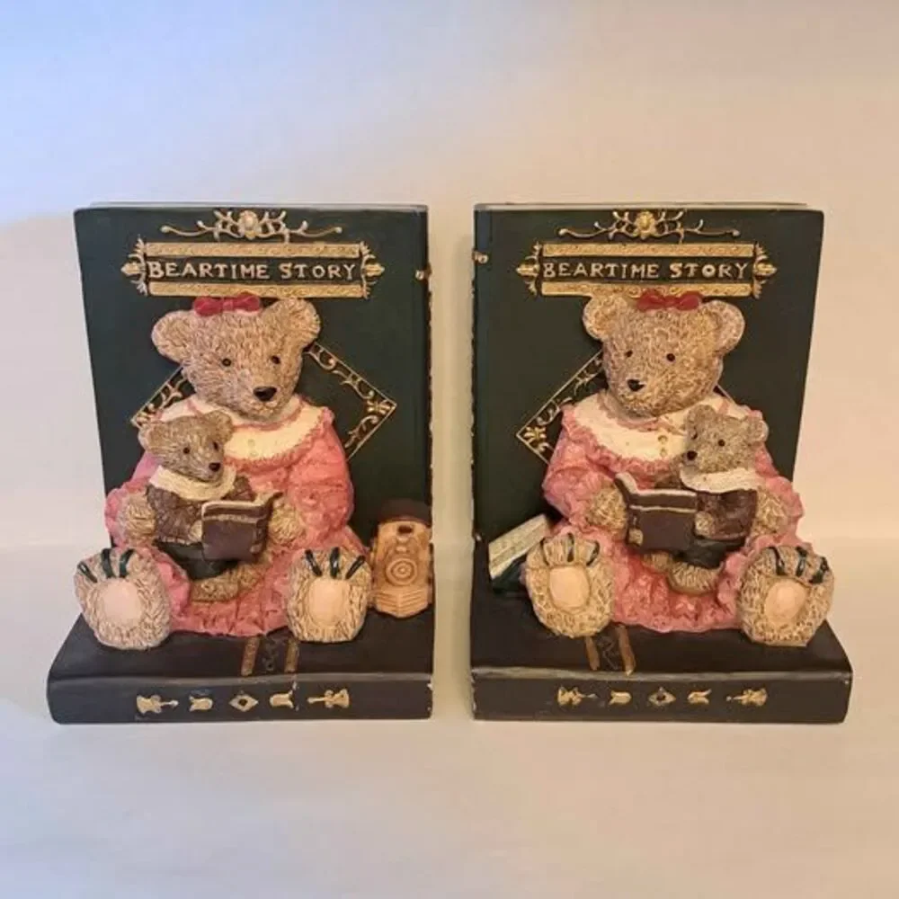 Set of 2 vintage bookends cute bears heavy